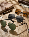 Men's Titanium Alloy Pilot Aviator Sunglasses UV400 HD Glass