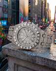Men Full Diamond Watch – Hip-Hop Arabic Numeral Quartz 43mm Luxury Waterproof Timepiece