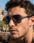 Men's Titanium Alloy Pilot Aviator Sunglasses UV400 HD Glass