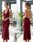 Women's Sequin Deep V-Neck Party Dress – Sleeveless A-Line Mini