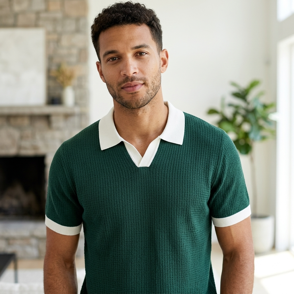 Men's Viscose Ice Silk Polo T-Shirt – Slim Fit Short Sleeve