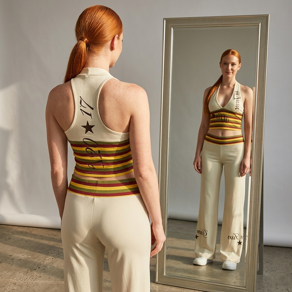 Women's Striped Crop Top &amp; Flared Wide-Leg Pants Set