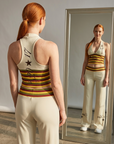 Women's Striped Crop Top & Flared Wide-Leg Pants Set