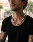 Men's Colorful Spliced Shell Pearl Necklace - Hip-Hop Style