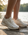 Men's Breathable Retro Running Shoes - Mesh Upper, Cushioned