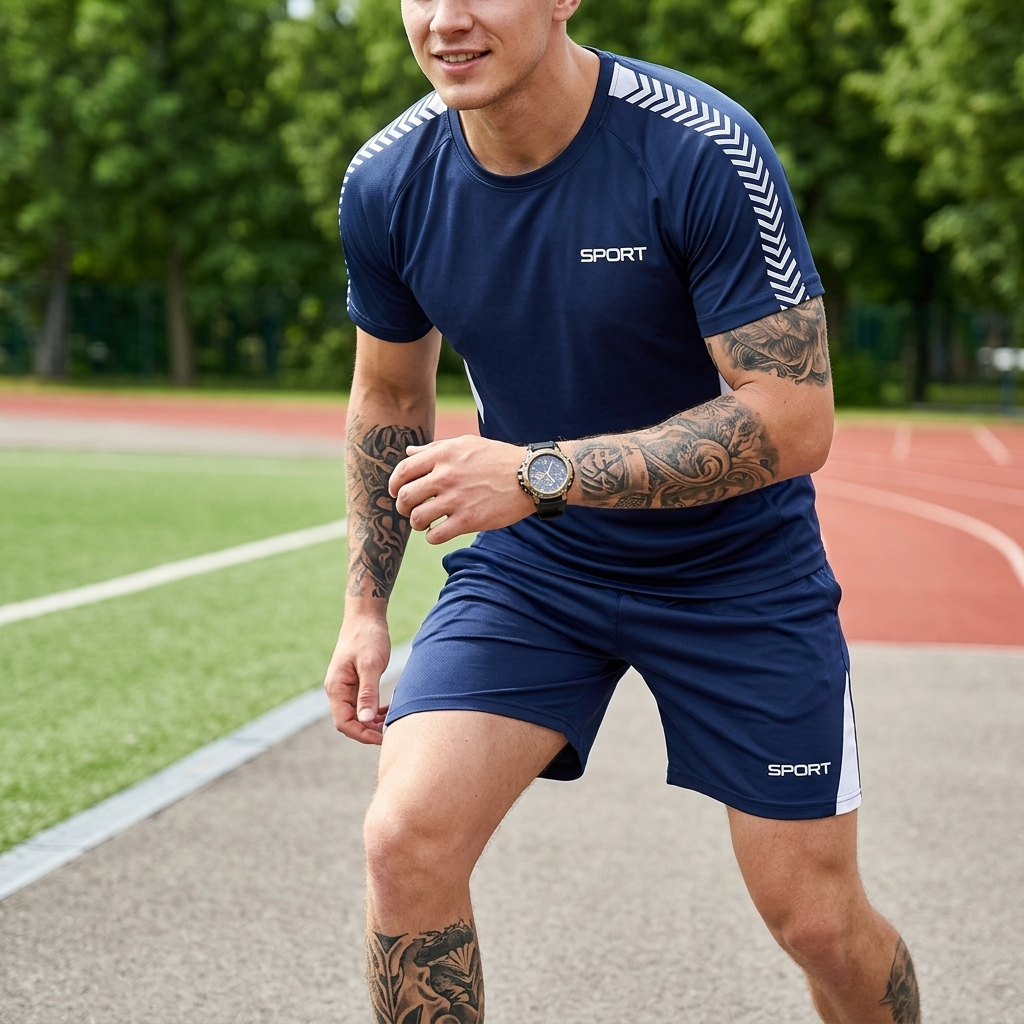 Men's Quick-Dry Sports T-Shirt &amp; Shorts Set – Moisture-Wicking Polyester Activewear