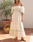 Women's Solid Color A-Line Mid-Length Dress – High Waist Lotus Leaf Sleeve U-Neck