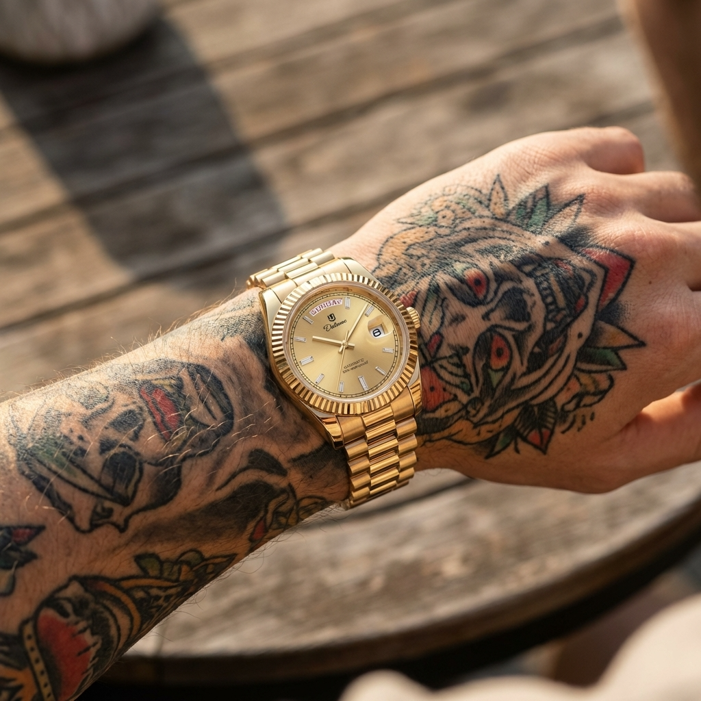 Men's Automatic Calendar Watch – Stainless Steel Mechanical Timepiece with Day-Date Display, Mineral Crystal &amp; Waterproof Design
