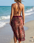 Bead Chain Halter Neck Long Dress – Women's Elegant Two-Piece Set