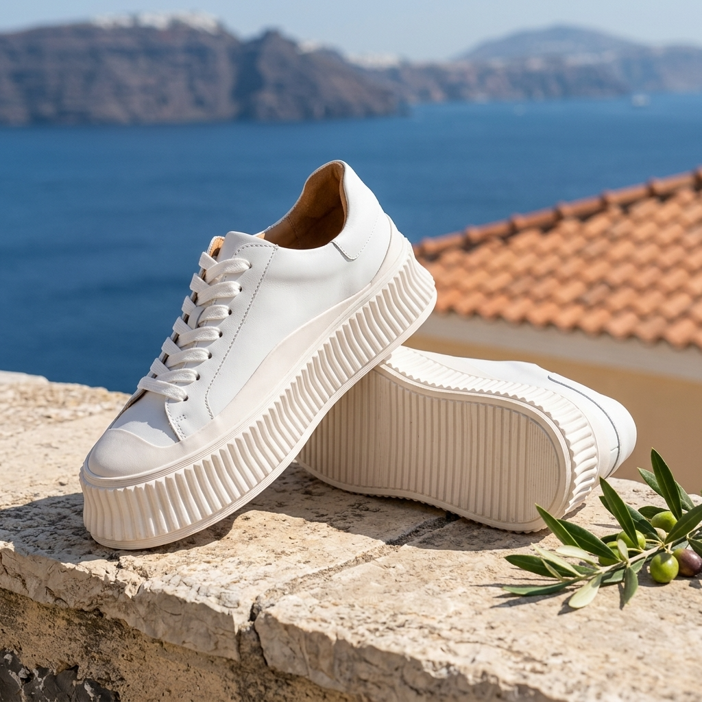 Women's Leather Platform Sneakers – Cowhide Slip-On with Thick Sole