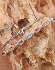 Women's Natural Tourmaline Bracelet — 925 Sterling Silver Geometric Oval