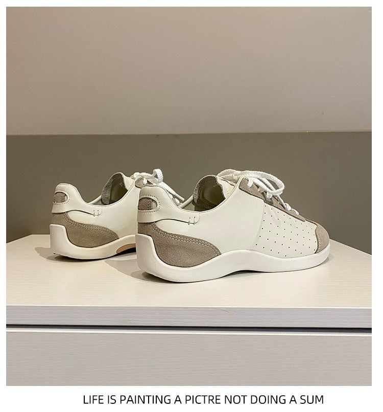 Damen-Freizeitsneaker aus Leder – Retro-Halbschuhe aus Rindsleder mit weicher Gummisohle, leichtem Tragekomfort und rutschfestem Design