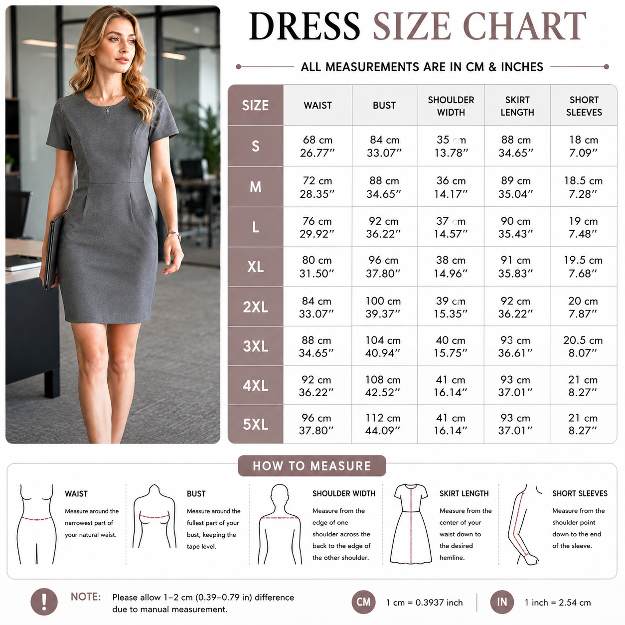 Women's Short Sleeve Professional A-Line Dress – Slim Fit Office Wear