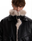 Retro Fur Collar PU Leather Jacket