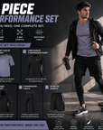 Men's 5-Piece Patchwork Jacket Athletic Workout Set