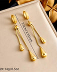 Women Gold-Plated Tassel Earrings and Necklace Set – Titanium Steel Water Drop Pendant Fashion Jewelry