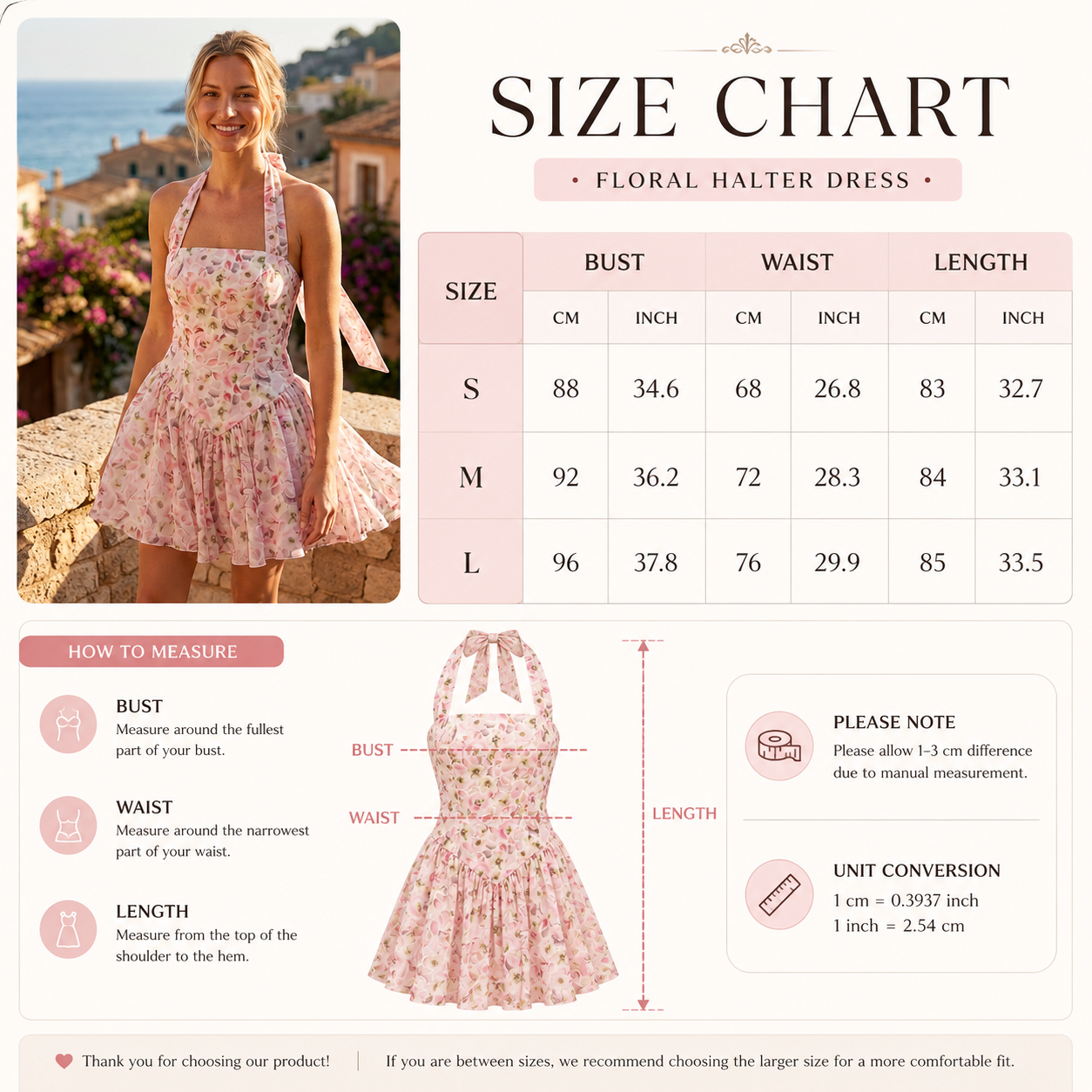 Women's Floral Halter Neck Chiffon Mini Dress