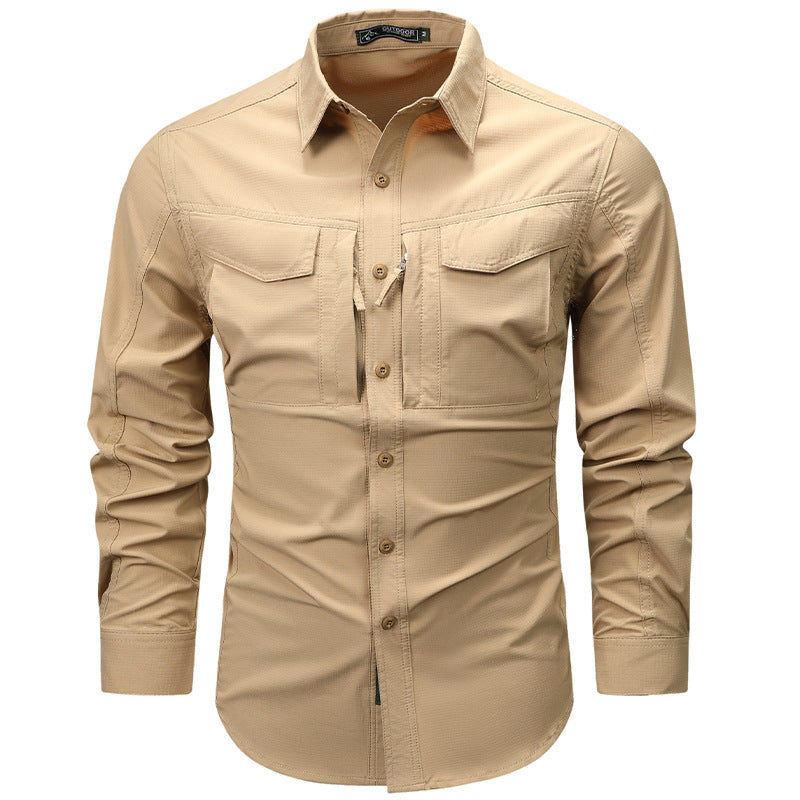 Herren Arbeitshemd – 96 % Polyester, Langarm, Revers, 4 Pattentaschen, lockere Passform, M–4XL, 6 Farben