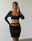 Womens Hollow Waist Long Sleeve Pencil Dress