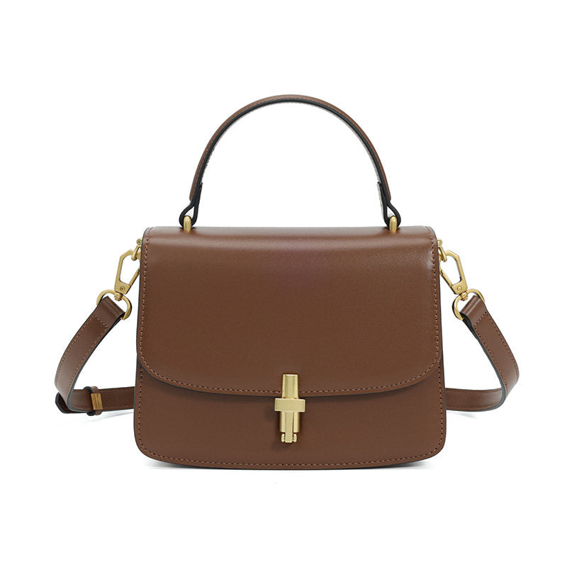 Women's Small Square Handbag – PU Leather Structured Bag with Metal Buckle, Crossbody &amp; Shoulder Strap