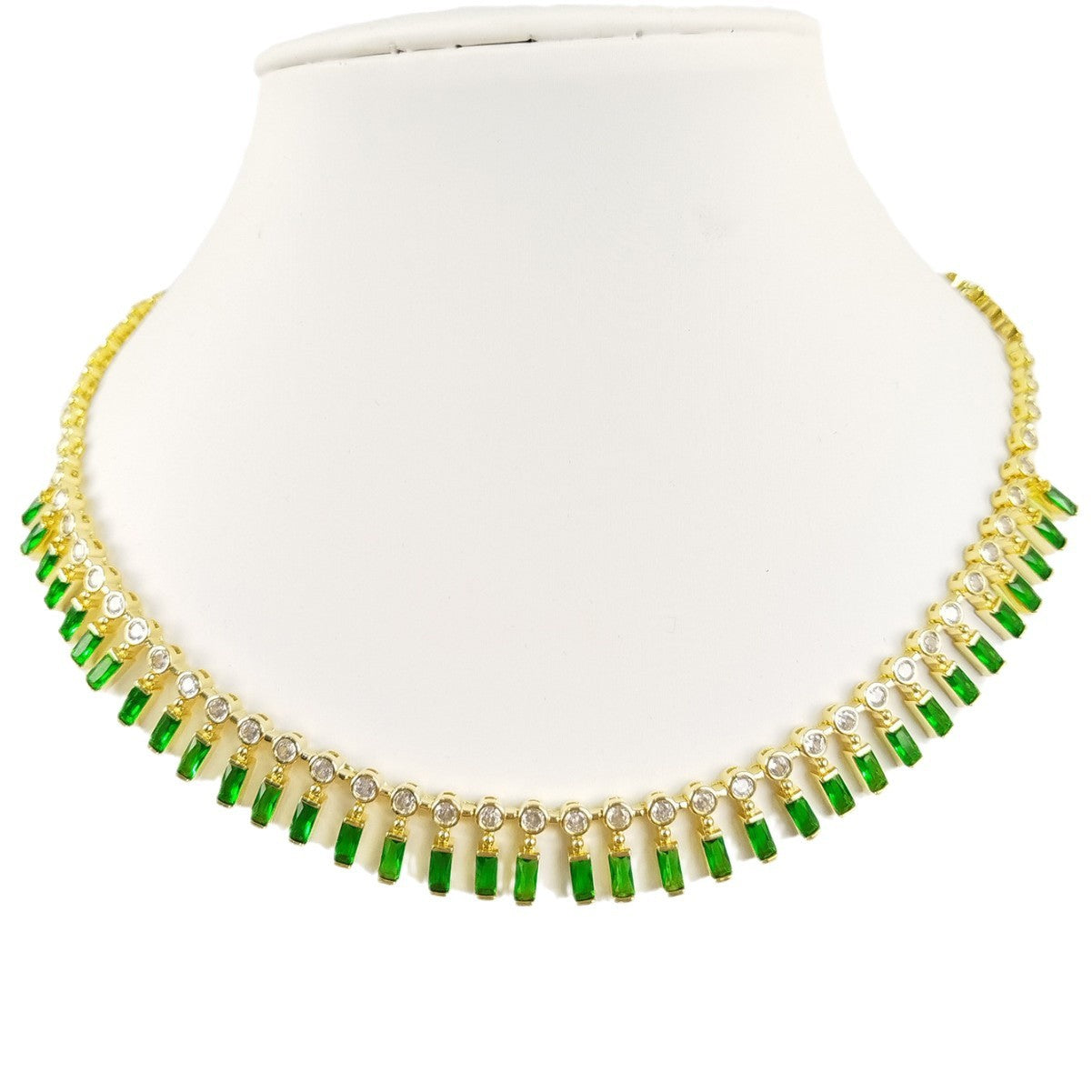 Women's Emerald Zircon Choker Necklace – Gold-Plated Copper
