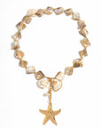 Women’s Irregular Starfish & Shell Pendant Necklace – Boho Beach Clavicle Chain