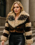Women's Faux Fur Ultra-Short Lapel Coat – Eco-Friendly Cropped Fur Jacket