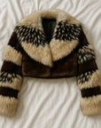 Women's Faux Fur Ultra-Short Lapel Coat – Eco-Friendly Cropped Fur Jacket