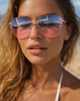 Damen-Sonnenbrille mit kleinem Rahmen und UV-Schutz – Elegante, modische Sonnenbrille mit Farbverlauf