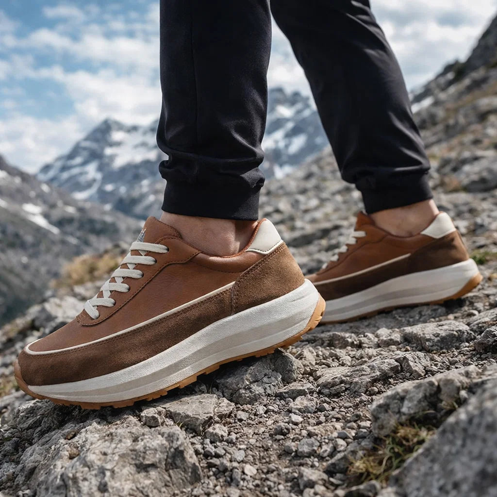 Men's Genuine Leather Running Shoes – Breathable Low-Top Cowhide Sneakers