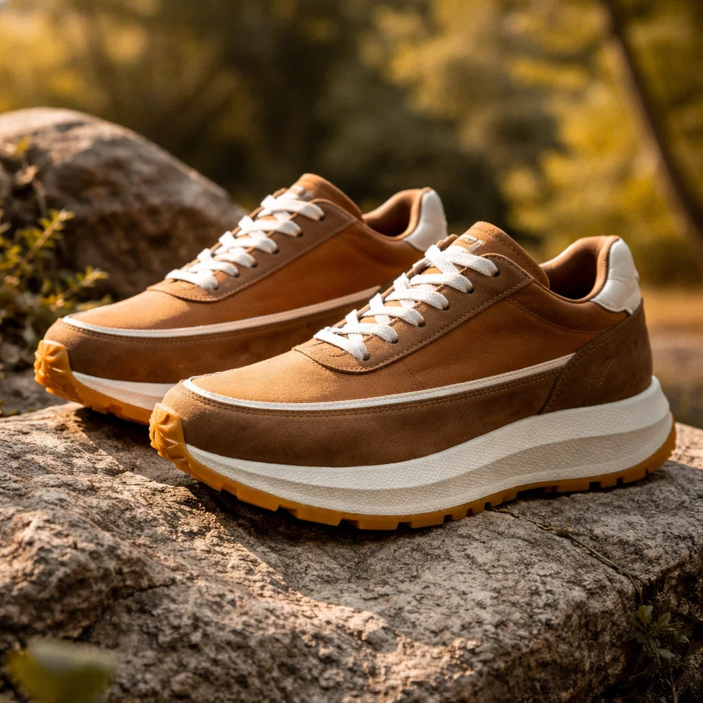 Men's Genuine Leather Running Shoes – Breathable Low-Top Cowhide Sneakers
