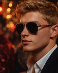 Herzförmige Sonnenbrille für Herren aus Naturkristall – UV390-Schutz