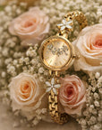 Women’s Floral Bracelet Watch – MIYOTA Quartz Movement, Elegant Alloy Strap