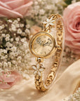Women’s Floral Bracelet Watch – MIYOTA Quartz Movement, Elegant Alloy Strap