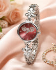 Women’s Floral Bracelet Watch – MIYOTA Quartz Movement, Elegant Alloy Strap