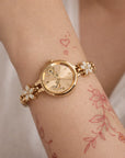 Women’s Floral Bracelet Watch – MIYOTA Quartz Movement, Elegant Alloy Strap