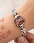 Women’s Floral Bracelet Watch – MIYOTA Quartz Movement, Elegant Alloy Strap