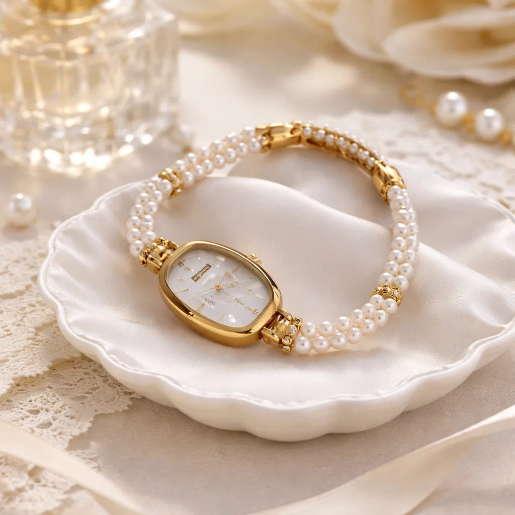 Women's Quartz Watch – Elegant 24-Hour Display with Butterfly Clasp, Leather &amp; Metal Strap Options
