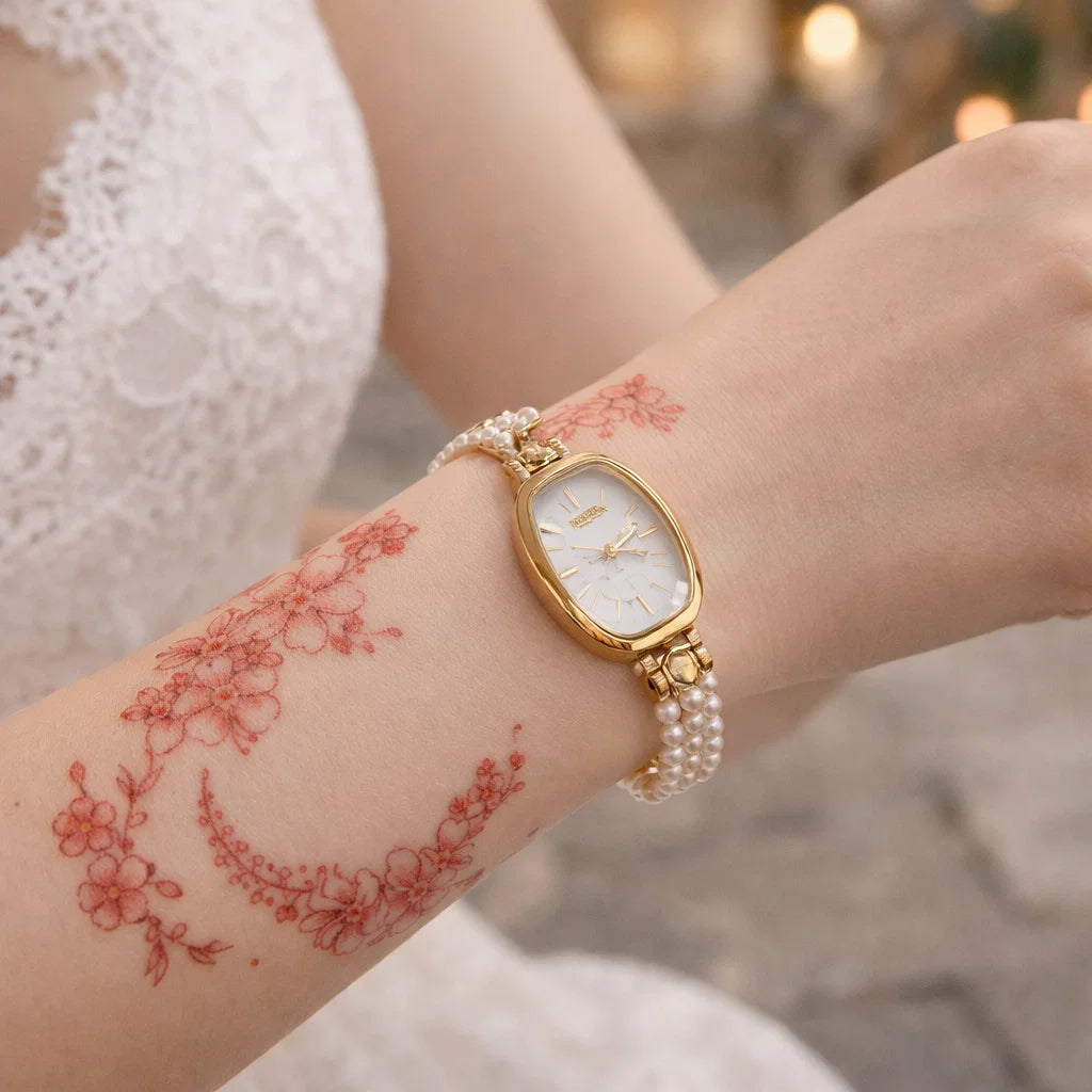 Women's Quartz Watch – Elegant 24-Hour Display with Butterfly Clasp, Leather &amp; Metal Strap Options