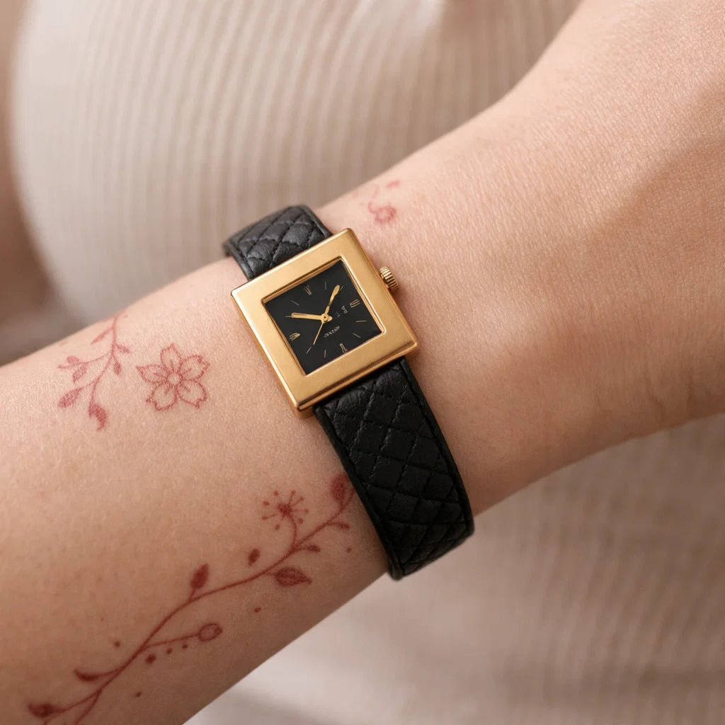 Women's Quartz Watch – Elegant 24-Hour Display with Butterfly Clasp, Leather &amp; Metal Strap Options