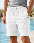 Men Cotton Stretch Shorts – Breathable Mid-Waist Straight Fit Summer Shorts with Zipper Pockets & High Elastic Comfort