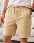 Men Cotton Stretch Shorts – Breathable Mid-Waist Straight Fit Summer Shorts with Zipper Pockets & High Elastic Comfort