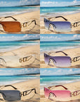 Lunettes de soleil carrées sans monture pour femmes – Protection UV rétro-punk, verres dégradés en résine, monture en métal, 21-39g