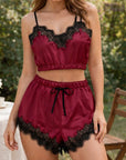 Damen Spitzen-Dessous-Set – V-Ausschnitt ärmelloser BH, Höschen & Strumpfband Nachtwäsche, S–4XL