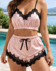 Damen Spitzen-Dessous-Set – V-Ausschnitt ärmelloser BH, Höschen & Strumpfband Nachtwäsche, S–4XL
