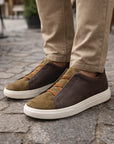 Herren-Sneaker aus Freizeit-Leder – Obermaterial PU, Futter aus Narbenleder, Schnürsenkel, EU 37–45, 2 Farben