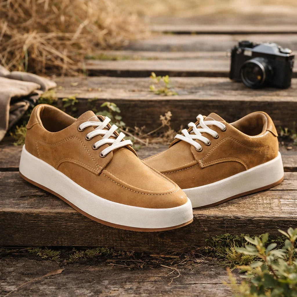 Herren Board-Schuhe aus echtem Leder – Retro-Spaltleder-Sneaker mit gepolsterter Einlegesohle, EU 38–44