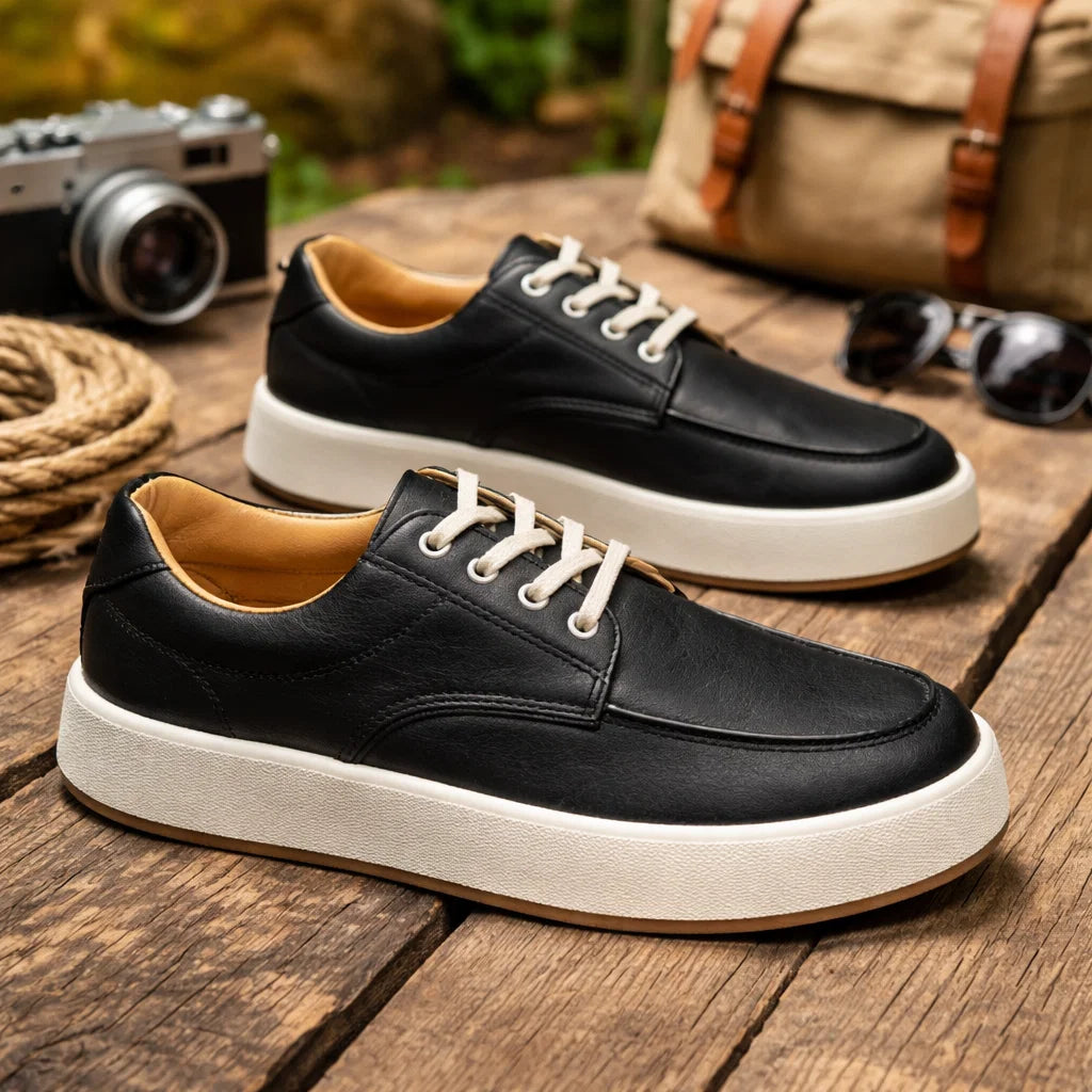 Herren Board-Schuhe aus echtem Leder – Retro-Spaltleder-Sneaker mit gepolsterter Einlegesohle, EU 38–44