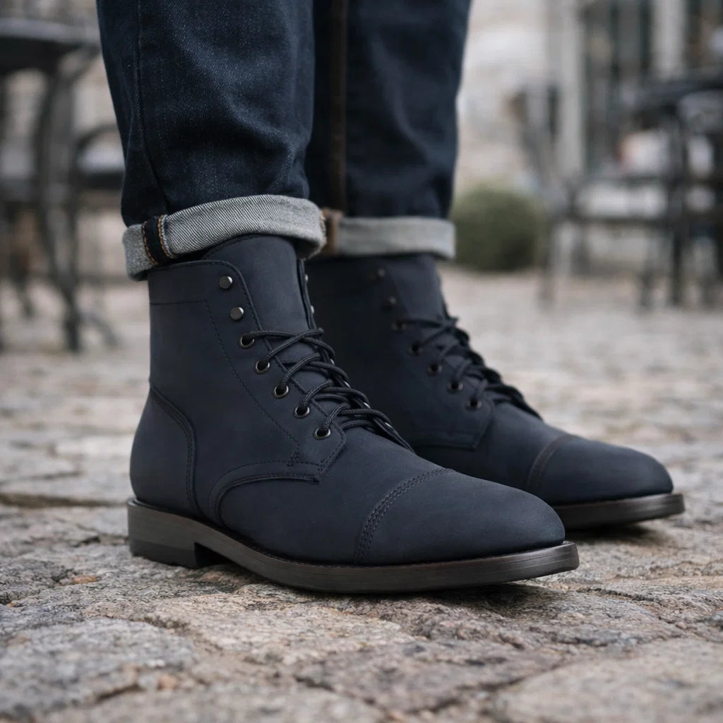 Herren Retro Martin Boots – Klassische Schnürstiefel aus PU-Leder, Gummisohle, EU 38–48, 10 Farben