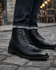 Herren Retro Martin Boots – Klassische Schnürstiefel aus PU-Leder, Gummisohle, EU 38–48, 10 Farben